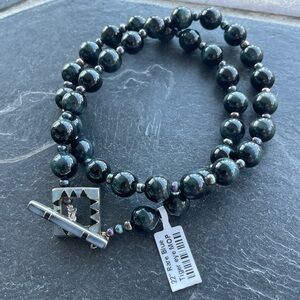 Elegant Rare Blue Tiger Eye & Pearl Beaded Necklace 22” long.